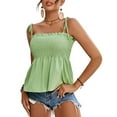 thumbnail image 1 of Otvok Womens Suspender T-Shirt Solid Sleeveless Pleated Design Fashion Summer Tops, 1 of 6