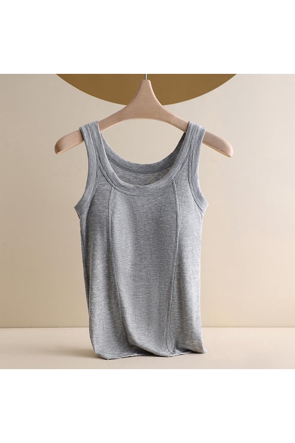 Otvok Womens Thread Suspender with Chest Cushion and Versatile Interior Round-Neck Tank Top