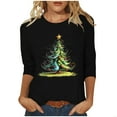 thumbnail image 1 of Otvok Womens Tops Casual Round Neck Christmas Printed Blouse 3/4 Sleeve T-Shirt for Summer, 1 of 6