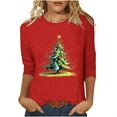 thumbnail image 1 of Otvok Womens Tops Casual Round Neck Christmas Printed Blouse 3/4 Sleeve T-Shirt for Summer, 1 of 6
