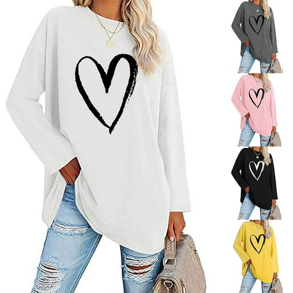 Otvok Womens Tops Classic Floral Print Crewneck Long Sleeve Loose Blouses Shirt