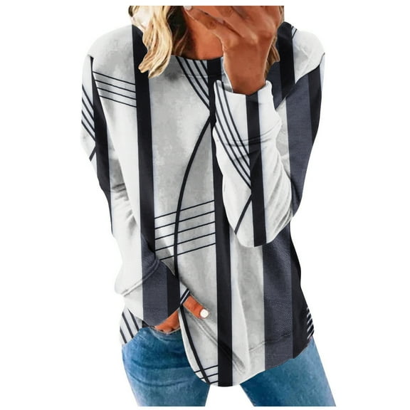 Otvok Womens Tops Round Neck Long Sleeve Print Sweatshirt