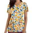 thumbnail image 1 of Otvok Womens Uniform Top,Scrub Tops for Women Vintage Floral Print Short Sleeve V Neck Blouses with Pockets, 1 of 6