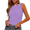 thumbnail image 1 of Otvok Womens Vest Summer Slim Fitted Blouse Side Ruched Basic Stripe Printed Tank Top, 1 of 6