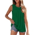 thumbnail image 1 of Otvok Womens Vests Casual Solid Color Crewneck Sleeveless T-Shirt Pleated Tank Blouse, 1 of 6
