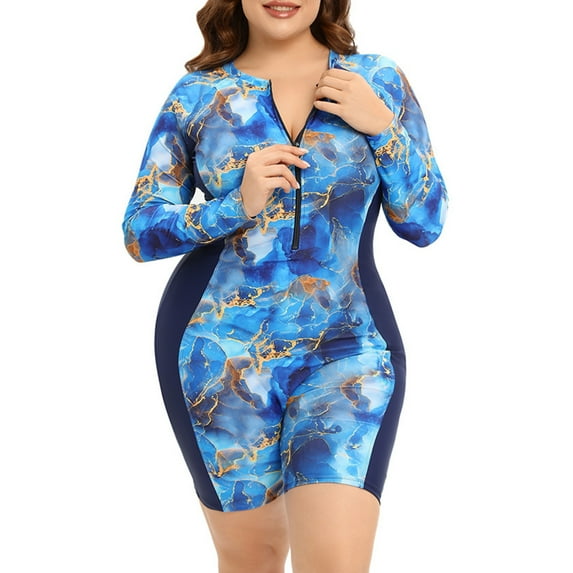 Otvok Womens Wetsuit One Piece Shorty Wetsuit Eco Friendly Thermal Long Sleeve Front Zipper Diving Suit L Light Blue