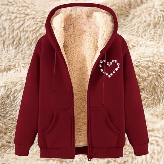 Otvok Womens Winter Fleece Jacket Trendy Long Sleeve Zip Up Cropped Warm Sherpa Coat Fall Fashion Workout Clothes