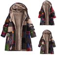 thumbnail image 1 of Otvok Womens Winter Warm and Fleece Heavy Printed Hooded Jacket with Zipper Double Pockets, 1 of 6