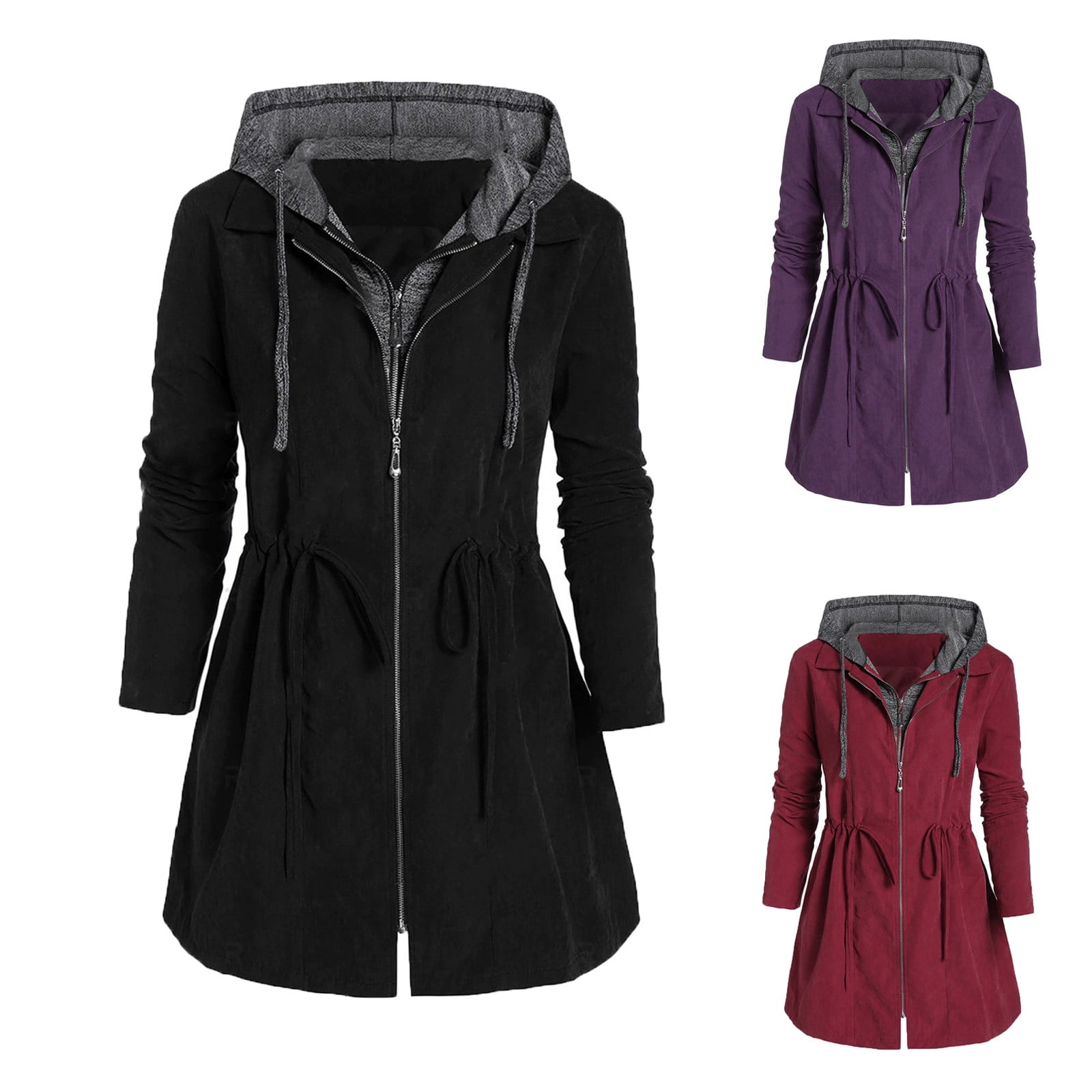 Otvok Womens Zipper Patchwork Winter Fly Hooded Space Plus Thick Cotton ...