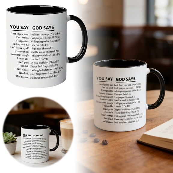 Ou Say God Says Verses Mug Inspirational Coffee Cup With Encouraging Promises For Halloween Easter Birthday