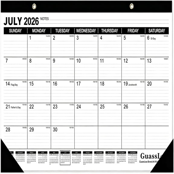 OuMuaMua Desk Calendar, 17 x 11.5 in 18-Month Academic Planner Jul 2026 to Dec 2027, Julian Date for Home School Office Daily Organization