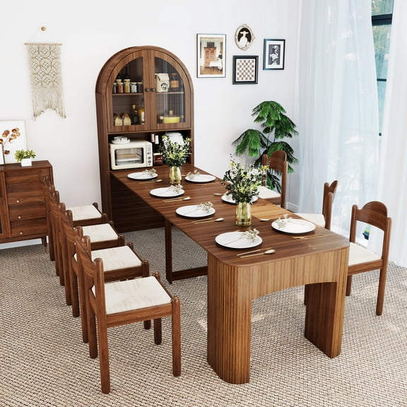 Oubayajia 23.6''-118.11'' Extendable Dining Table for 2-10 Person, Multipurpose Table with Sideboard, for Gatherings, Meeting for Kitchens, Dining Office Areas(Walnut)