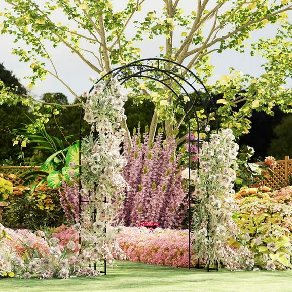 Oubayajia Garden Arch Trellis, Metal Trellis for Climbing Plants Outdoor for Wedding Decor, Butterfly Pattern, Black