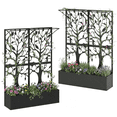 thumbnail image 1 of Oubayajia Metal Planter Box with Trellis Set of 2 Privacy Screen, Raised Garden Bed with Drainage Holes for Climbing Plants,Vegetables, 62 Inch Tall(Black), 1 of 8
