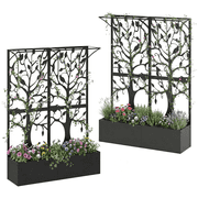 Oubayajia Metal Planter Box with Trellis Set of 2 Privacy Screen, Raised Garden Bed with Drainage Holes for Climbing Plants,Vegetables, 62 Inch Tall(Black)