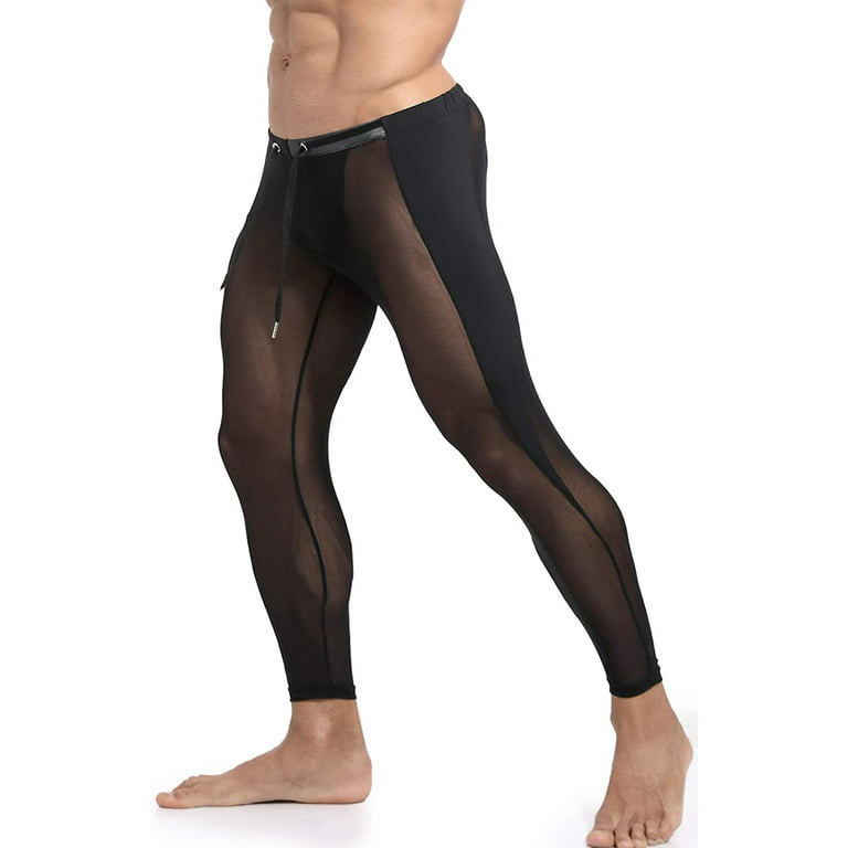 Ouber Men's Mesh Yoga Pants See Through Tights Workout - Walmart.com