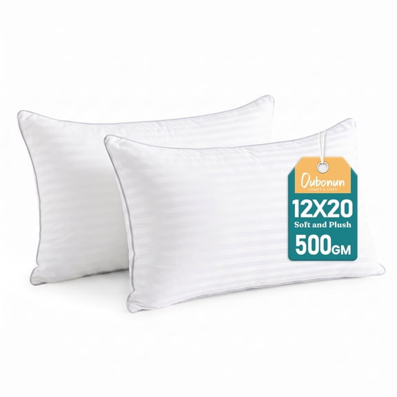 Oubonun 12x20 Pillow Inserts Set of 2, Fluffy Supportive Throw Pillow Inserts, Decorative Cushion Inserts with Cotton Cover for Sofa Couch Bed