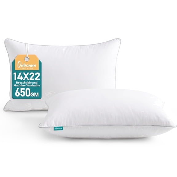 Oubonun 14"x22" Cotton Rectangle Throw Pillow Inserts 2 Pack, Breathable, Machine Washable