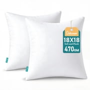 Oubonun 18x18 Pillow Inserts Set of 2, Soft Fluffy Throw Pillow Forms, Decorative Cushion Inserts with Polyester Filling for Sofa Couch Bed, Machine Washable