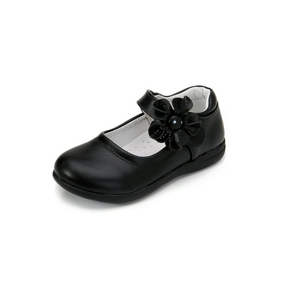 Oucaili Girls Dress Shoes Wedding Party Flat Leather Student Shoes for Toddler/Little Girl