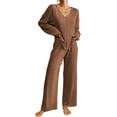 thumbnail image 1 of Oucaili Ladies Lounge Set 2 Piece Pajamas Sets Pjs Sleepwear Casual Nightwear Home Clothes Brown 2XL, 1 of 3