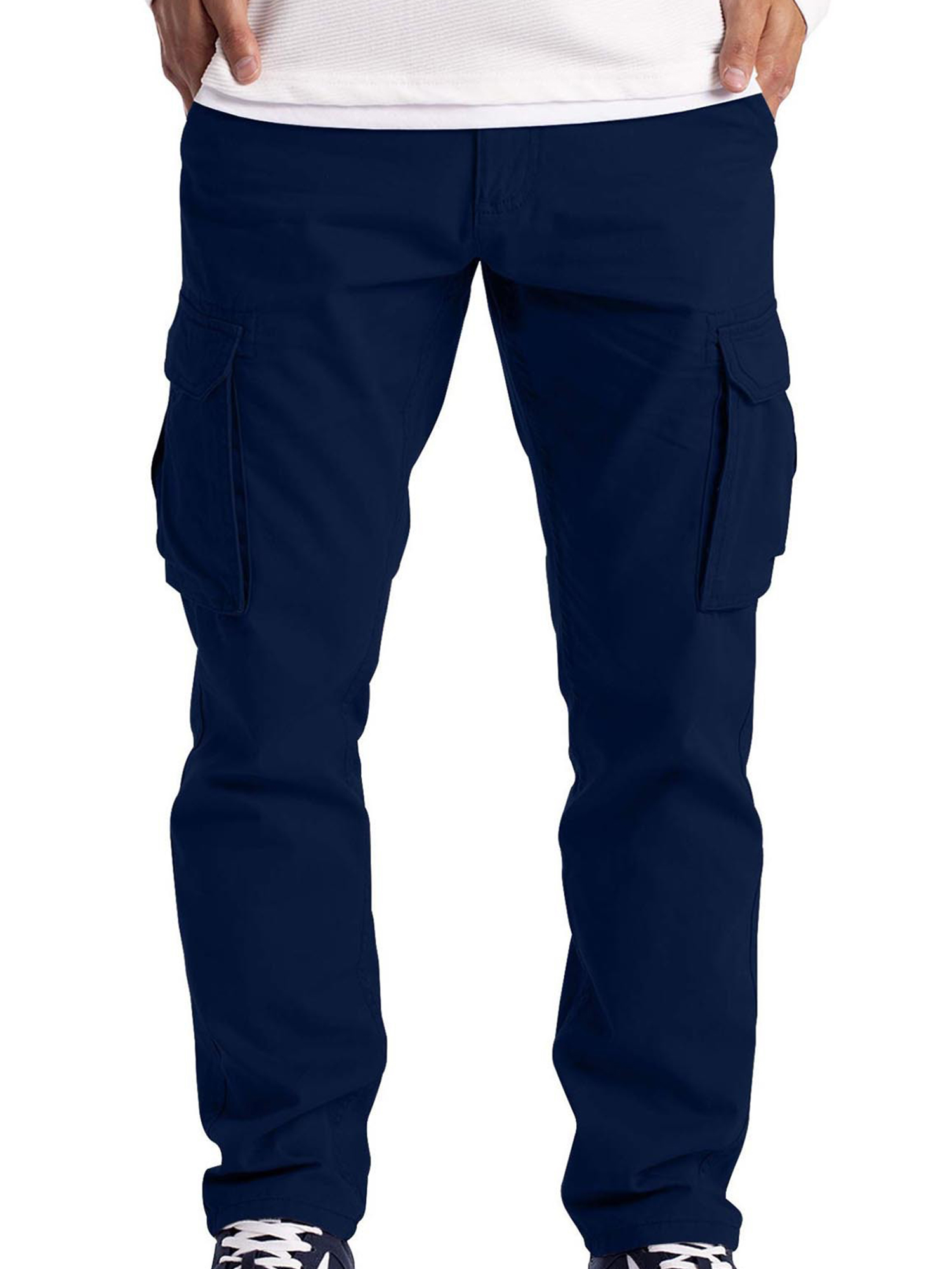 Oucaili Men Tactical Pant Straight Leg Bottoms Solid Color Cargo Pants