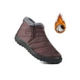 thumbnail image 1 of Oucaili Mens Ankle Bootie Plush Lined Snow Boots Waterproof Winter Boot Lightweight Slip On Booties Unisex Warm Shoes Coffee 4.5, 1 of 2