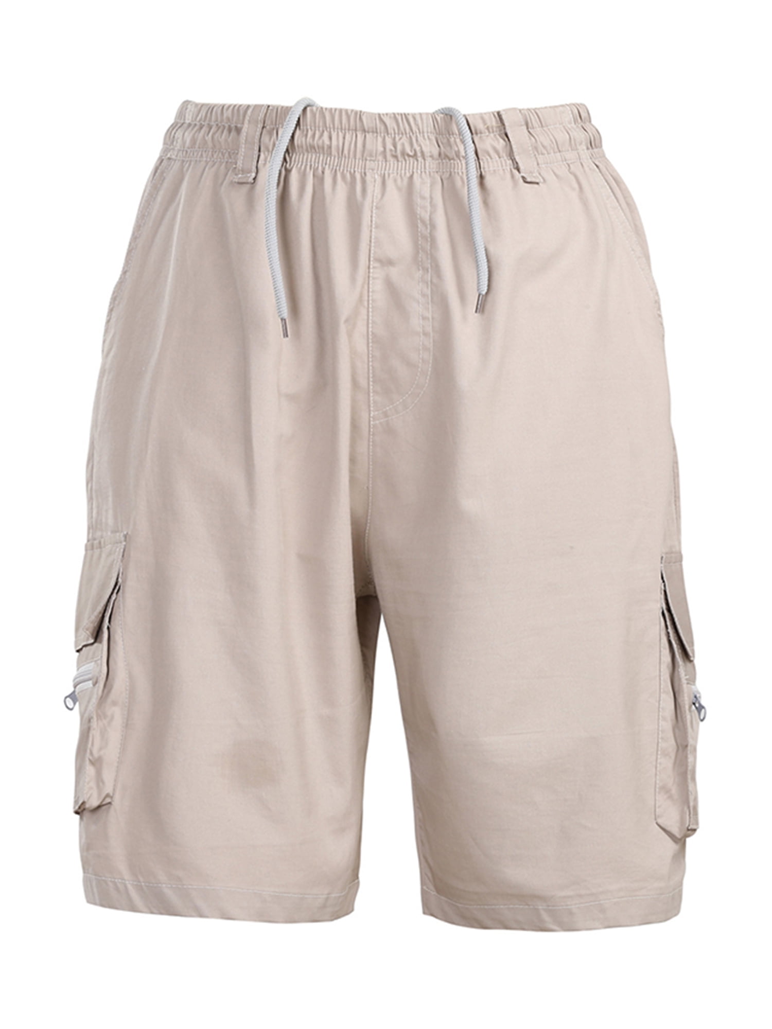 Oucaili Mens Cargo Shorts Drawstring Parachute Pant Straight Wide Leg