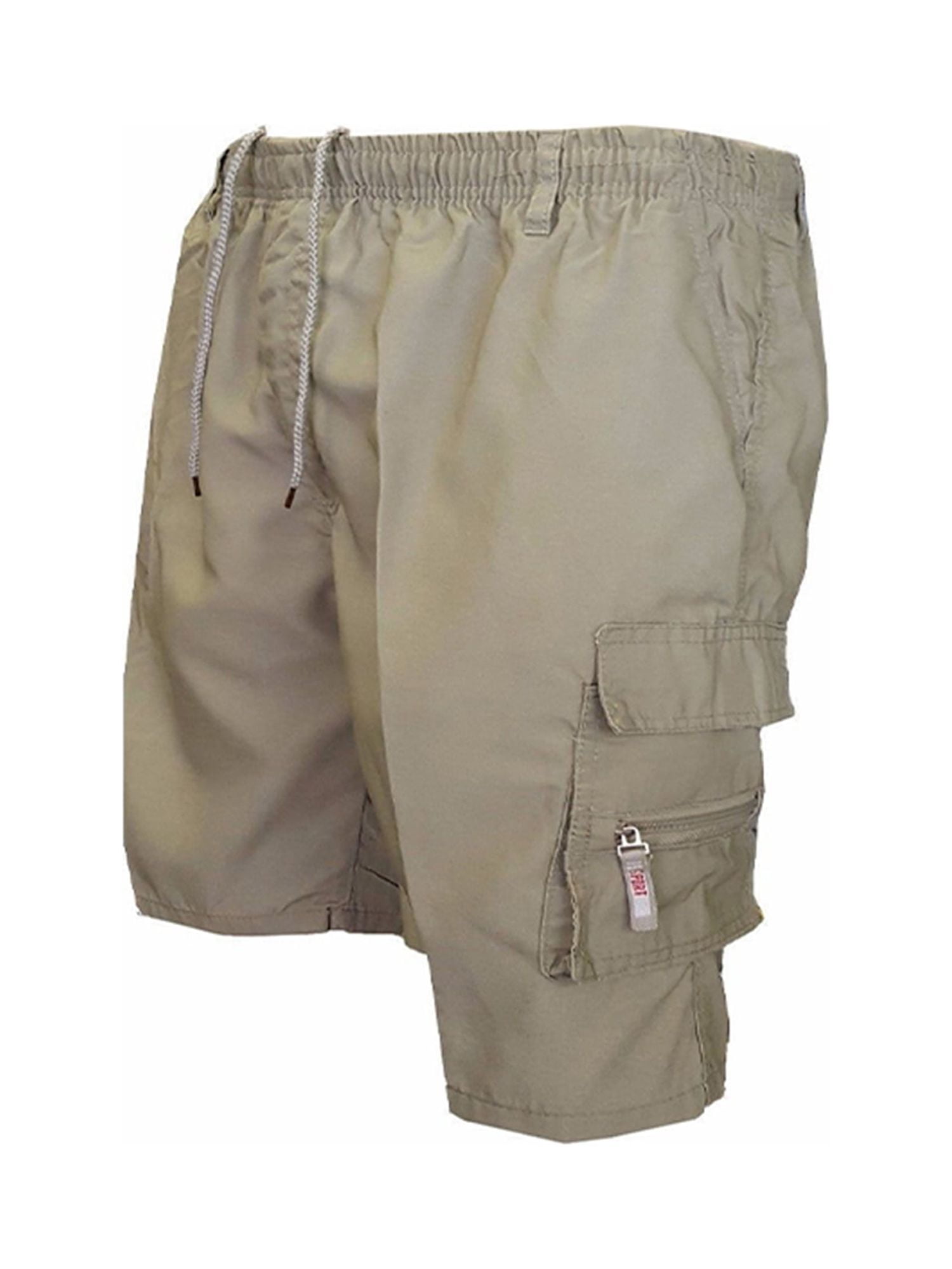 Oucaili Mens Cargo Shorts Drawstring Parachute Pant Straight Wide Leg