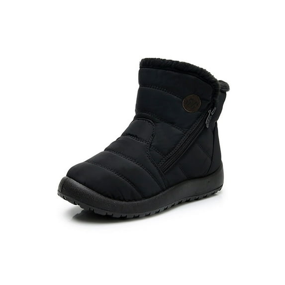 Oucaili Waterproof Winter Women Shoes Snow Boots Plush-lined Zipper Warm Ankle Booties