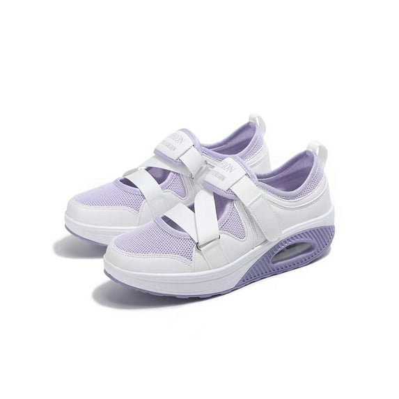 Oucaili Women's Air Cushion Diabetic Walking Shoes Adjustable Strap Mesh Mary Jane Shoes Loafers Sneakers Size 4.5-9