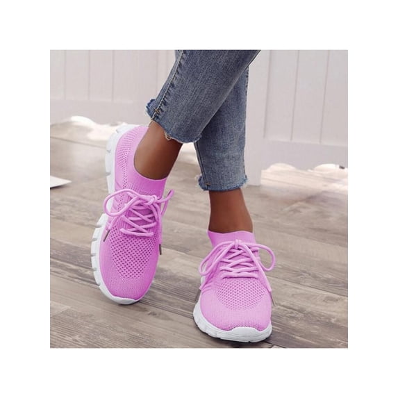 Oucaili Women's Athletic Lace Up Gym Lightweight Sneakers Running Walking Casual Sport Sneaker Purple 6.5