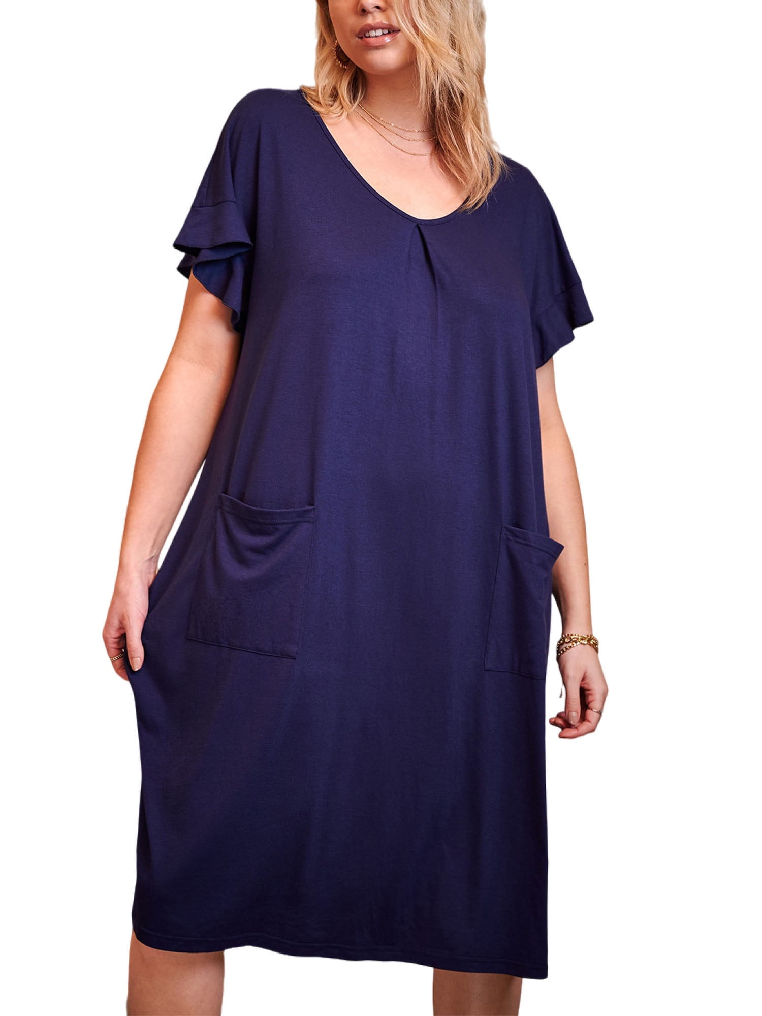 Oucaili Women's Sleep Shirts Plus Size Night Gowns With Pockets
