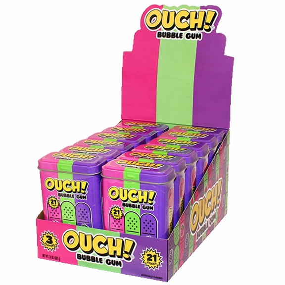 Ouch! Bubble Gum 21 Stick 2 oz. Tin - Case of 12 tins