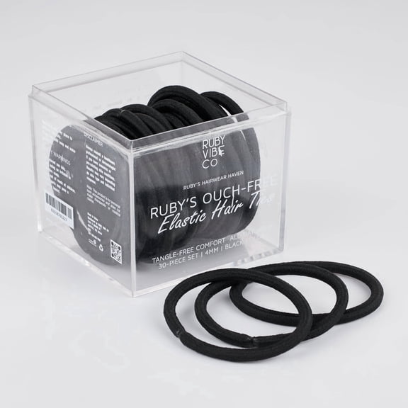 RUBY VIBE CO Ruby's Ouch-Free Elastic Hair Ties, No Damage Spiral Hair Ties, Ouchless Ponytail Holders for All Hair Types, Black