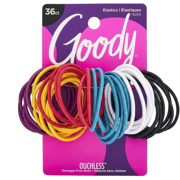 Ouchless Hair Elastics 36-Count Brooke Assorted | No-Damage Ponytail Holders with Strong Tangle-Free Grip | Soft No-Pull Hair Ties for Fine to Medium Hair for Women & Men
