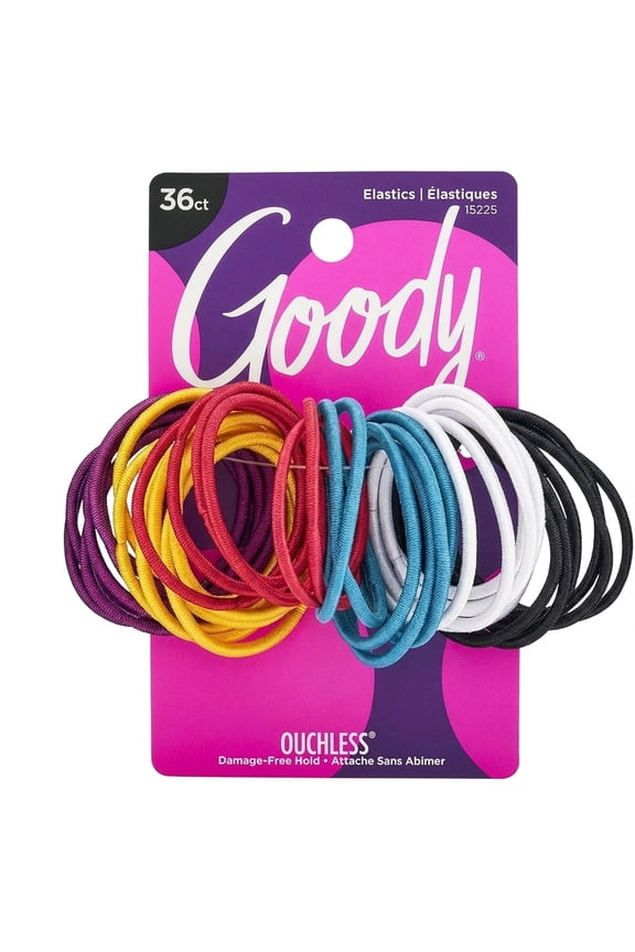 Ouchless Hair Elastics 36-Count Brooke Assorted | No-Damage Ponytail Holders with Strong Tangle-Free Grip | Soft No-Pull Hair Ties for Fine to Medium Hair for Women & Men
