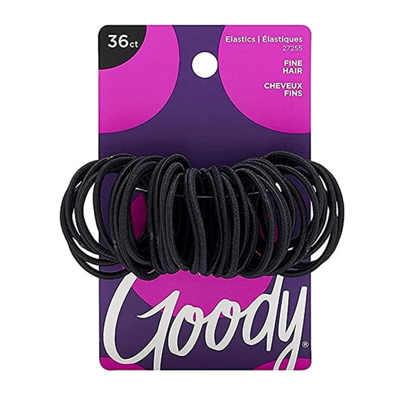 Ouchless Hair Elastics, Black, 36 Count (Pack of 1)
