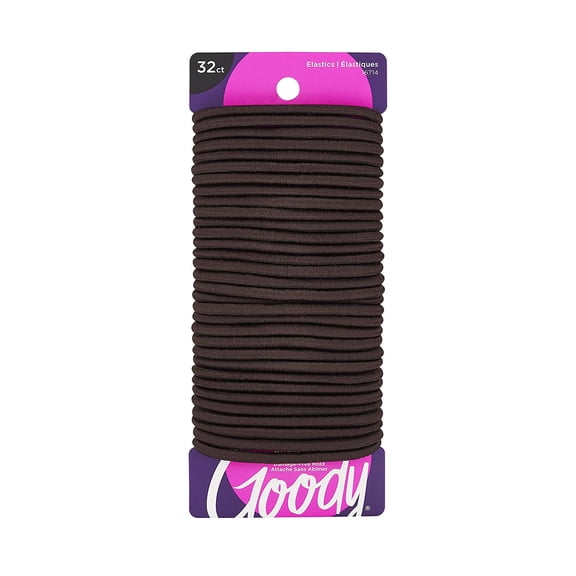 Ouchless Women's Hair Braided Elastics 4mm for Medium Hair, Brown, 32 Count (Pack of 1)