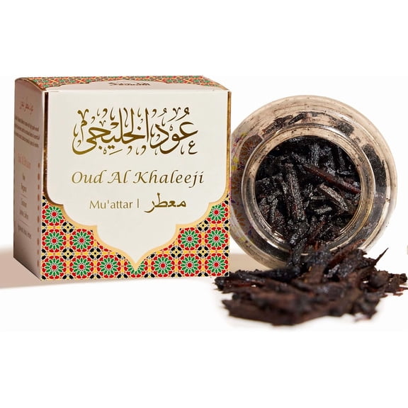 Oud Al Khaleeji Muattar Bakhoor by | 1 jar X 40 Grams | Arabic Bakhoor Incense | Aromatic Wood Chips | Deep Oud Blend | Perfect for Prayer Time | Ramadan & Eid Gifts
