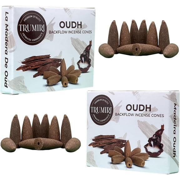 Oud Backflow Incense Cones - Total 20 Incense Cones Waterfall - Dual Pack of 10 Incense Backflow Cones - Waterfall Incense Cones - Incense Waterfall Cones