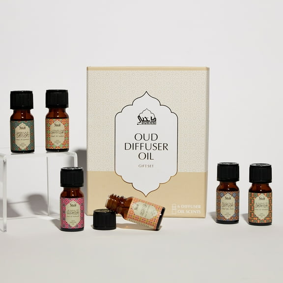 Oud Diffuser Oil, Essential Oil Gift Set by Dukhni | 6 x 10ml Arabic Oil Gift Set for diffuser & humidifier