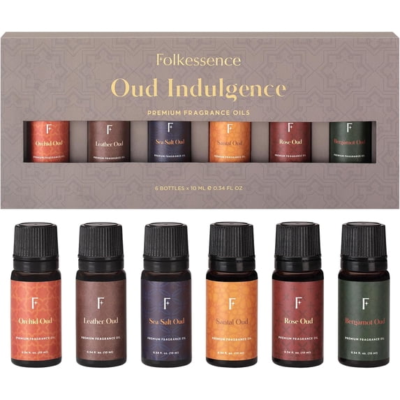 Oud Essential Oils Set for Diffuser | Set of 6 Luxury Floral & Oud Fragrance Oils | Orchid Oud, Rose Oud & Warm Sensual Blends | Home Fragrance & Gifting Set