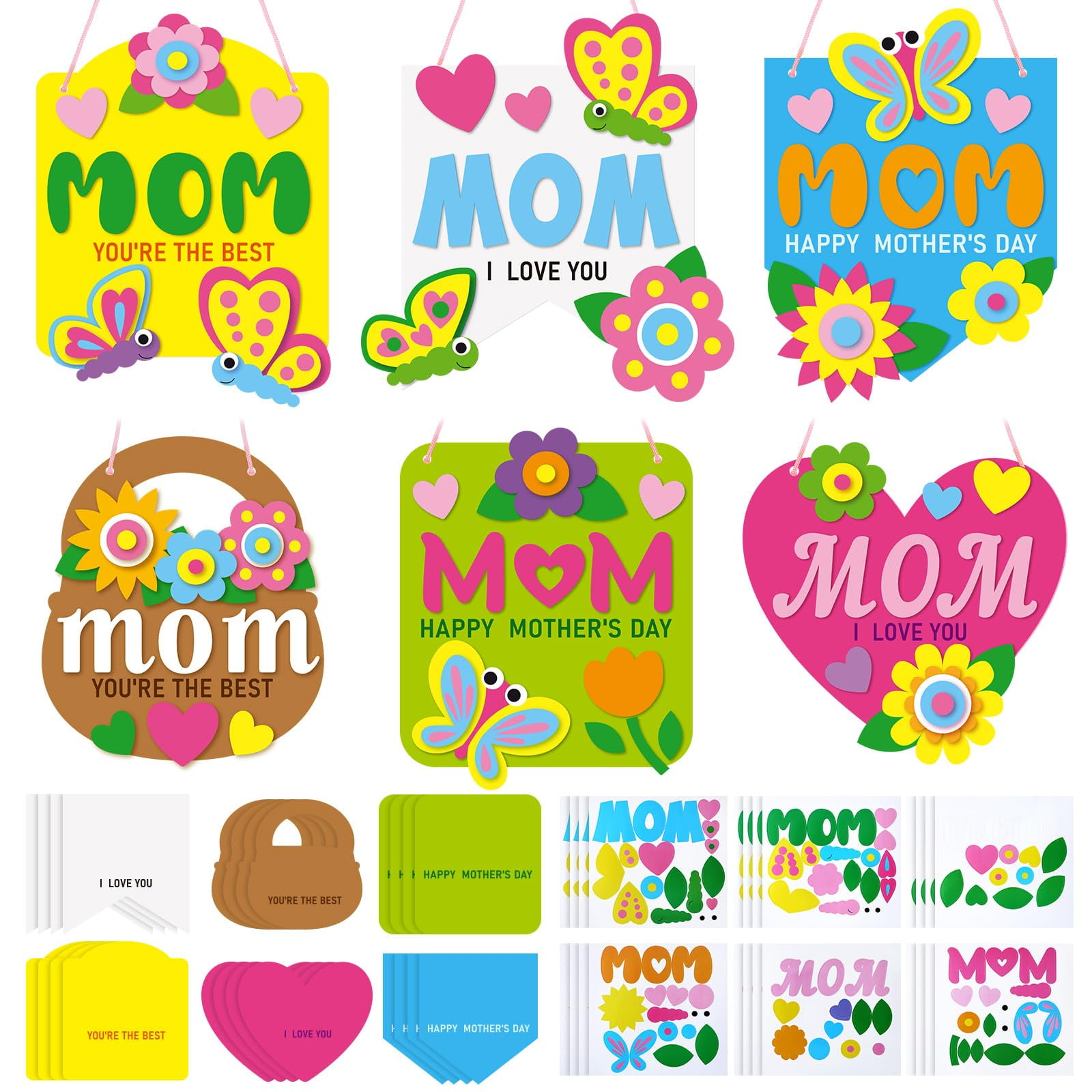 Oudain 24 Pcs Mother's Day Banner Craft Kit DIY Mothers Day Craft for ...