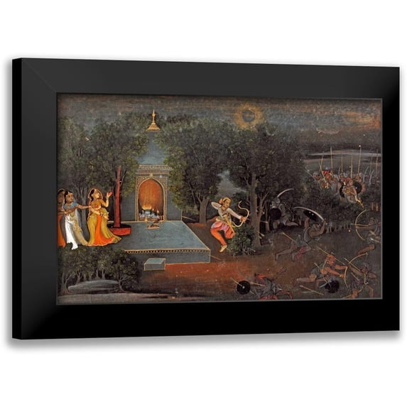 Oudh, Mir Kalan 14x10 Black Modern Framed Museum Art Print Titled - Illustration To The Ramayana