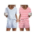 thumbnail image 1 of Oudiya 2 Pack Pajamas Short Sleeve Top with Shorts Sets Comfy Pjs Lounge Sets Sleepwear for Women S-2XL, 1 of 7