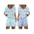 thumbnail image 1 of Oudiya 2 Pack Pajamas Short Sleeve Top with Shorts Sets Comfy Pjs Lounge Sets Sleepwear for Women S-2XL, 1 of 7