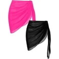 thumbnail image 1 of Oudiya 2 Pack Women Beach Sarongs Sheer Chiffon Bikini Wrap Skirt Cover Ups for Swimwear, S-XXL, 1 of 6