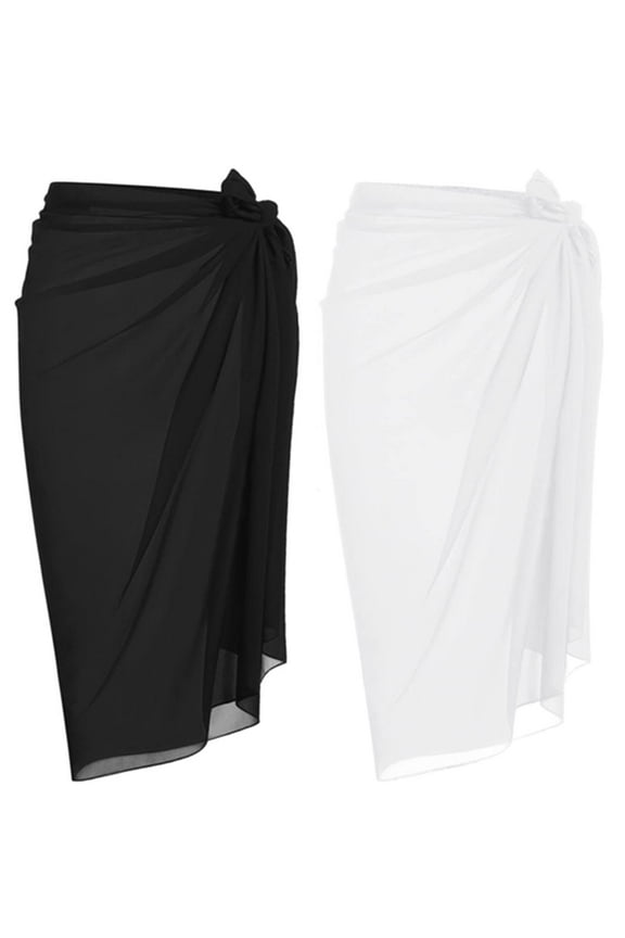 2 Pack Women Long Sarong Swimsuit Coverups Chiffon Bikini Wraps Sheer Beach Bathing Suit Cover Up