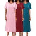 thumbnail image 1 of Oudiya 3 Pack Long Nightgowns for Women Short Sleeve Full Length Nightshirt Soft Plus Size Sleepwear Casual Loungwear, S-5XL, 1 of 6